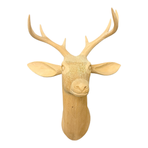 Carved Wood White-Tail Deer Mount
