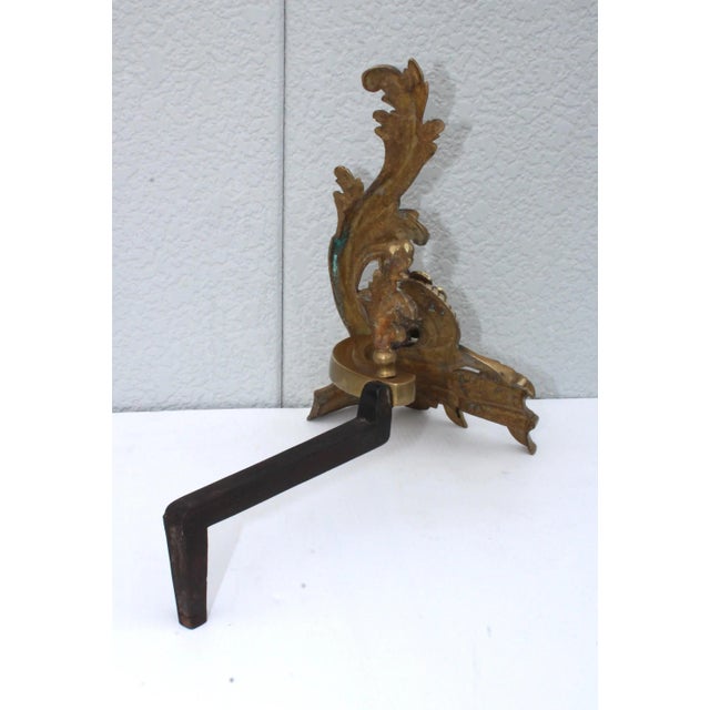 1950s French Brass Andirons - A Pair For Sale - Image 11 of 13