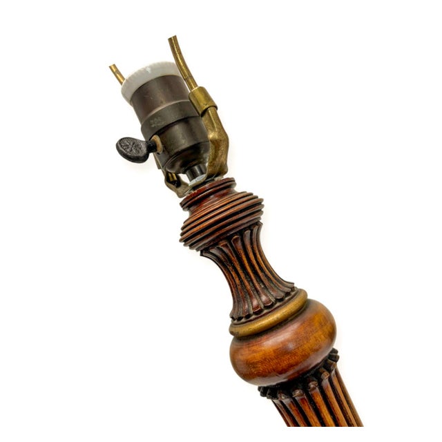 Neo-Classical Fluted Walnut Table Lamp on an Oval Base, 1940s For Sale - Image 12 of 18
