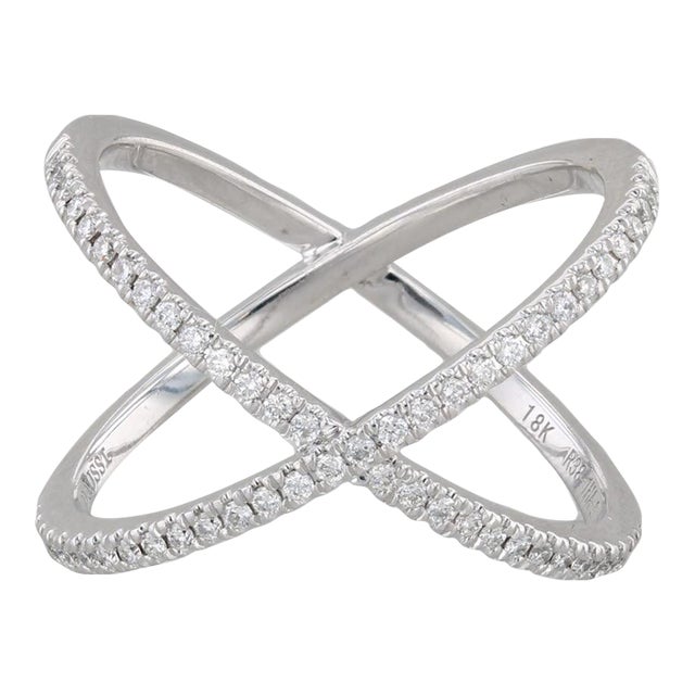 Daussi 0.30ctw Diamond Orbit Ring 18k White Gold Size 6.75 For Sale