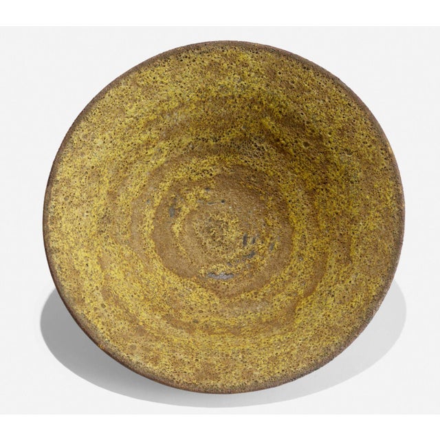 1950s Gertrud and Otto Natzler Important Large Sulphur Crater Bowl 1959 For Sale - Image 5 of 9