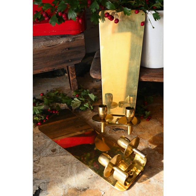 Mid-Century Danish Brass 2-Arm Candleholder Sconces from Dantorp, 1960s, Set of 2 For Sale - Image 9 of 13