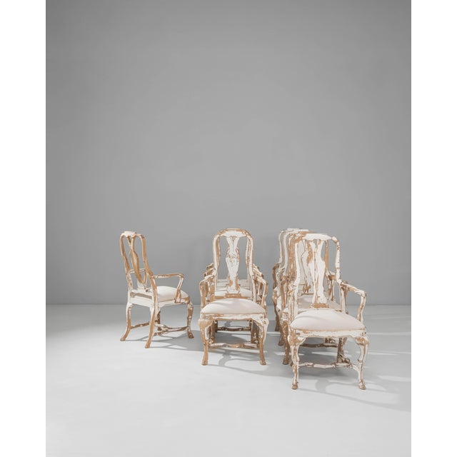 20th Century Swedish Rococo Revival Wood Patinated Dining Chairs - Set of 8 For Sale - Image 16 of 18