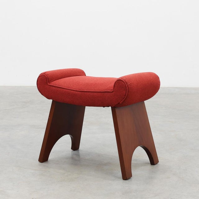 Art Deco Red Ottoman, Belgium, 1920s For Sale - Image 12 of 12