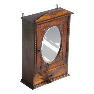 Small Art Deco Dark Wooden Mirror Cabinet, 1920s For Sale