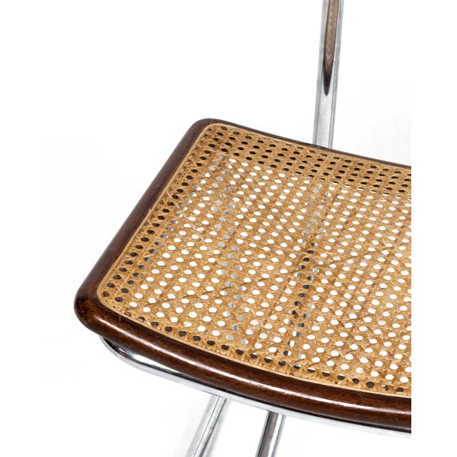 Vintage Cantilever Chairs in Chrome, Wood and Vienna Straw, 1970s, Set of 4 For Sale - Image 13 of 14