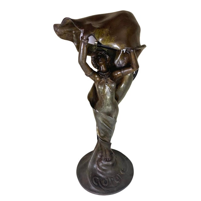 Brown Early 1900’s “Aurore” Dancer - A Loie Fuller Lamp Signed L. Bessin For Sale - Image 8 of 8