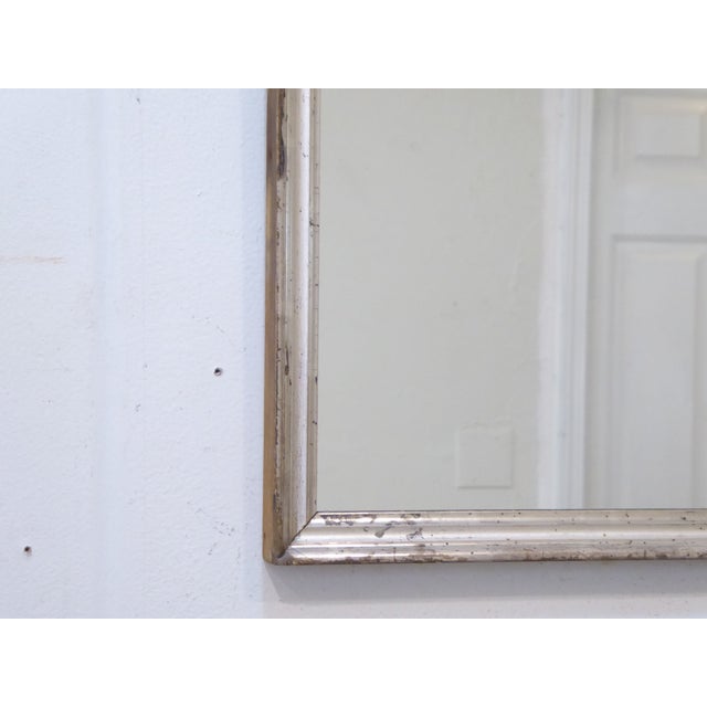 Antique Small Minimalist Silver Mirror For Sale - Image 4 of 4