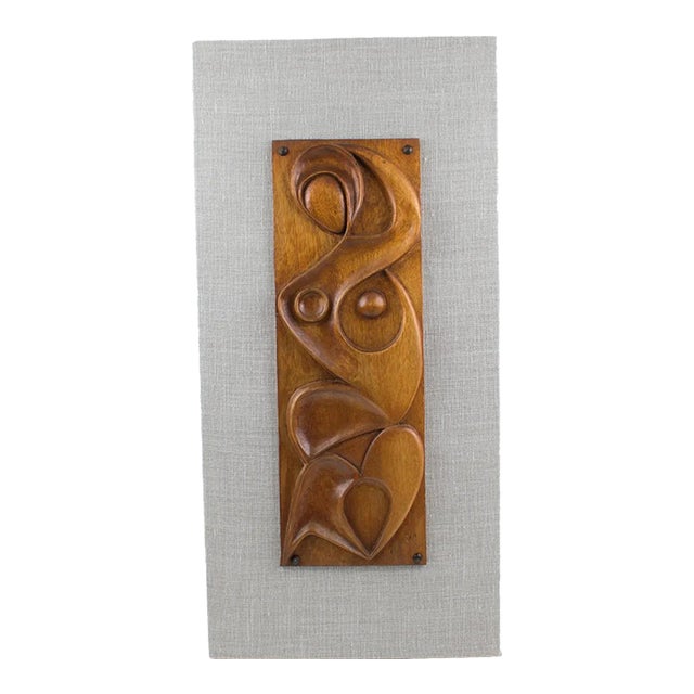Abstract Wooden Wall-Mounted Art Sculpture Panel by Maxime Tendero, 1973 For Sale