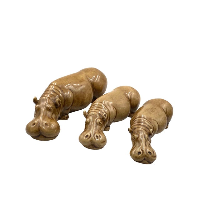 1950s Mid-Century Set of 3 Ceramic Hippos, Zaccagnini Italy For Sale - Image 12 of 12