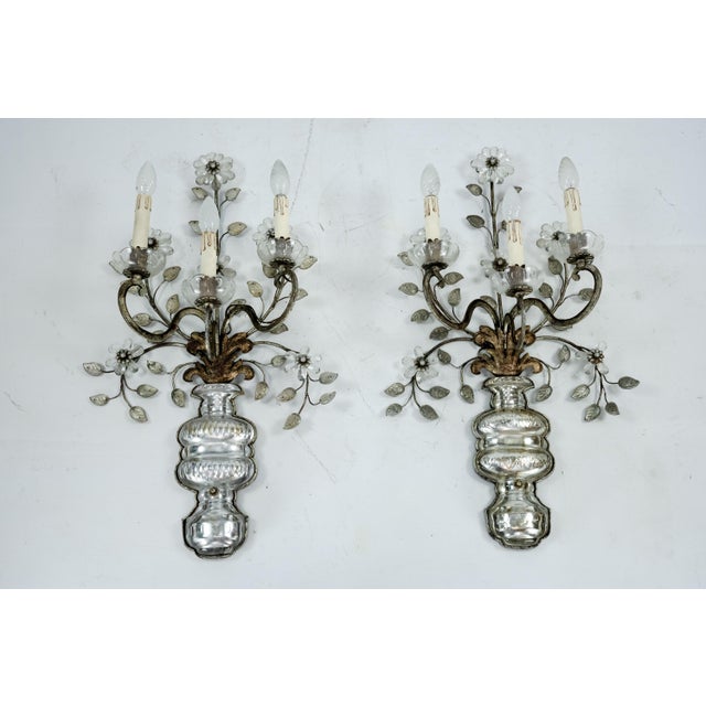 French Crystal Bronze Sconce Rings attributed to Maison Baguès, 1960s, Set of 2 For Sale - Image 14 of 18