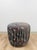 Vintage Postmodern Purple Green Ottoman Leaf Pattern Retro Accent Pouf For Sale - Image 4 of 9