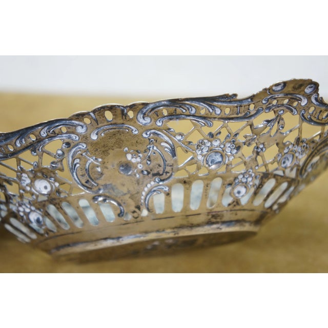2 Antique German 800 Silver Repousse Pierced Putti Cherub Bread Bowls Baskets For Sale - Image 10 of 13