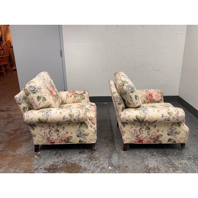 Shabby Chic Shabby Chic Floral Patterned Arm Chairs, Pair For Sale - Image 3 of 12