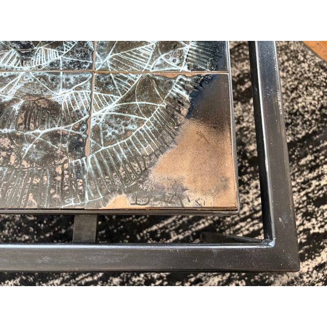 Vintage/Brutalist Metal and Ceramic Tile Coffee Table For Sale - Image 11 of 17