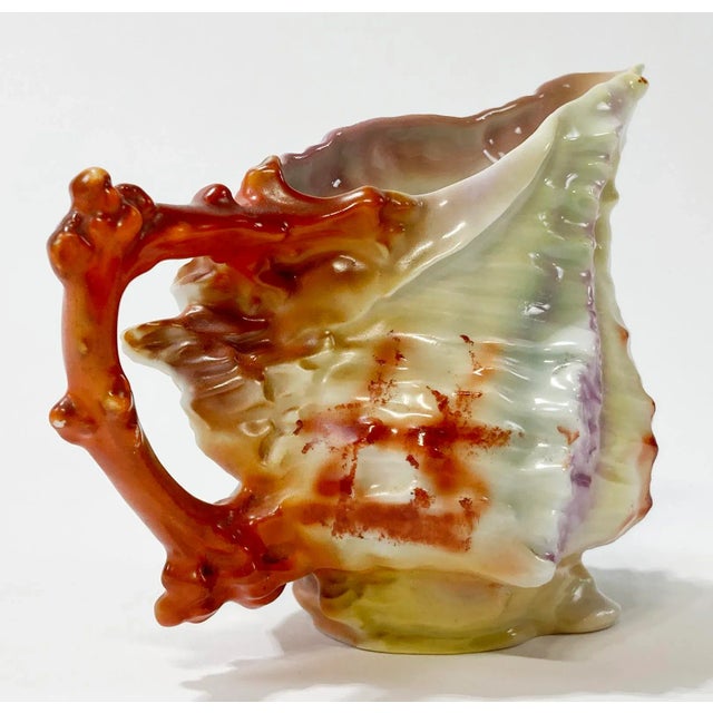 Early 20th Century Antique Royal Beyreuth Porcelain Spikey Shell Creamer Dish For Sale - Image 5 of 7