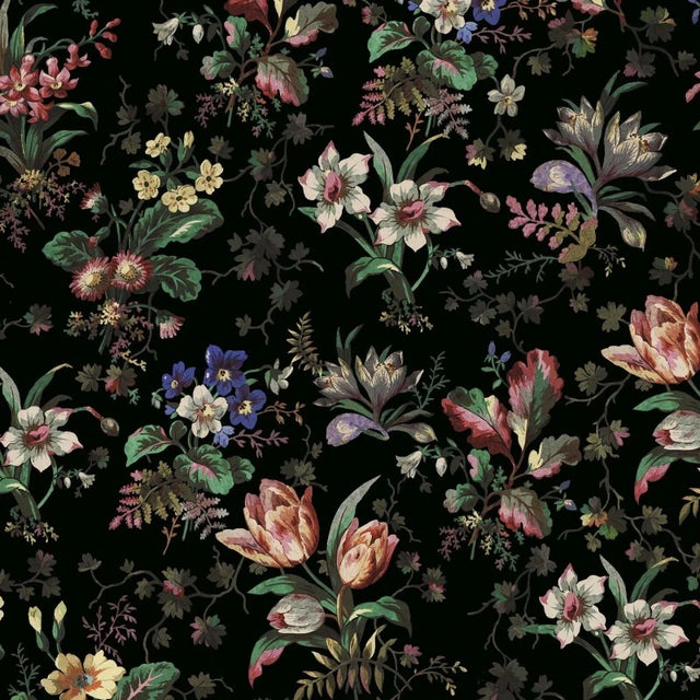 House of Hackney Tulipa Wallpaper - Onyx For Sale