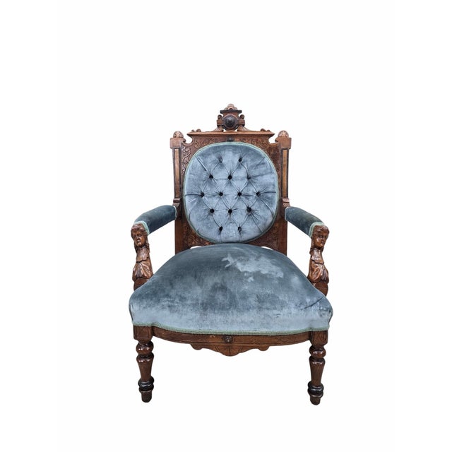 Wood Antique Renaissance Revival Carved Chairs by John Jelliff - Set of 2 For Sale - Image 7 of 12