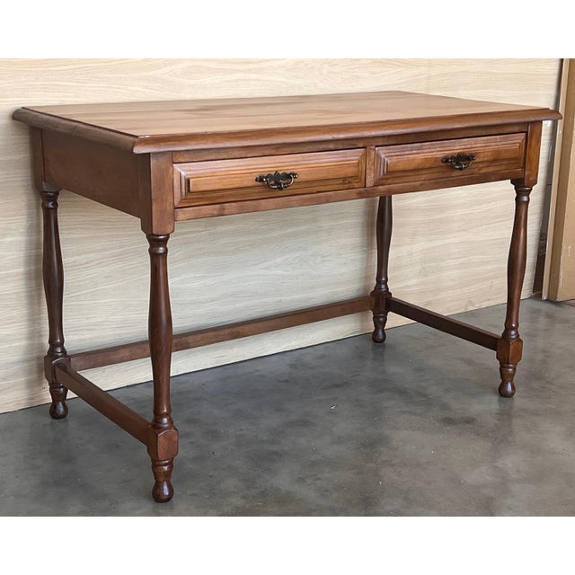Early 20th Spanish Mobila Country Farm Desk with Two Drawers For Sale - Image 17 of 18