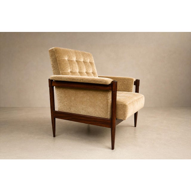 Móveis Provenzal Lounge Chair in Jacaranda & Champagne Mohair Velvet, Brazil, 1960s For Sale - Image 15 of 16