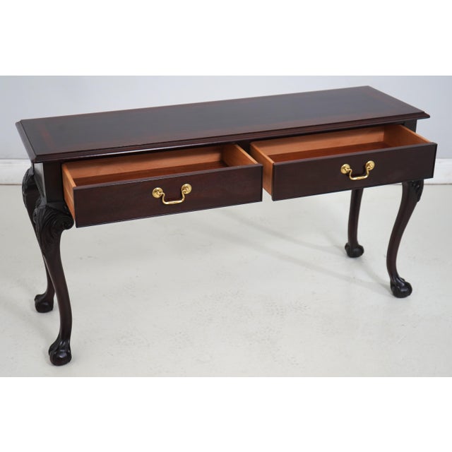 Chippendale Thomasville Mahogany Ball & Claw Console Table For Sale - Image 3 of 18