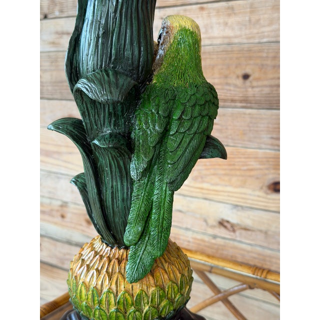 Sculptural Parrot Table Lamps With New Linen Shades - a Pair For Sale - Image 4 of 12