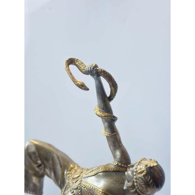 Circa 1920 Art Deco Snake Charmer Bronze Sculpture by S. Lipchytz For Sale - Image 4 of 7