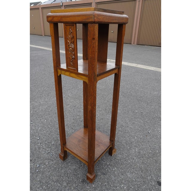 1930s Art Deco Carved Wood Plant Stand, 1930s For Sale - Image 5 of 18