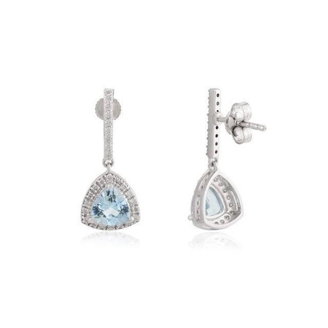 Sparkling Aquamarine Diamond Wedding Dangle Earrings for Her- a Pair For Sale In New York - Image 6 of 9