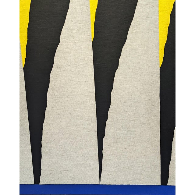 Emmanuel Araujo "Aviero" Contemporary Blue, Yellow & Black Geometric Hard-Edge Abstract Painting, 2018 For Sale In Houston - Image 6 of 10