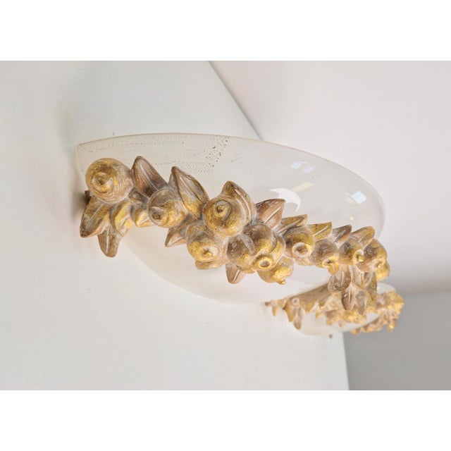 1970s Vintage Bowl Wall Lamps in Goldleaf Murano Glass, Italy, 1970s, Set of 2 For Sale - Image 5 of 18