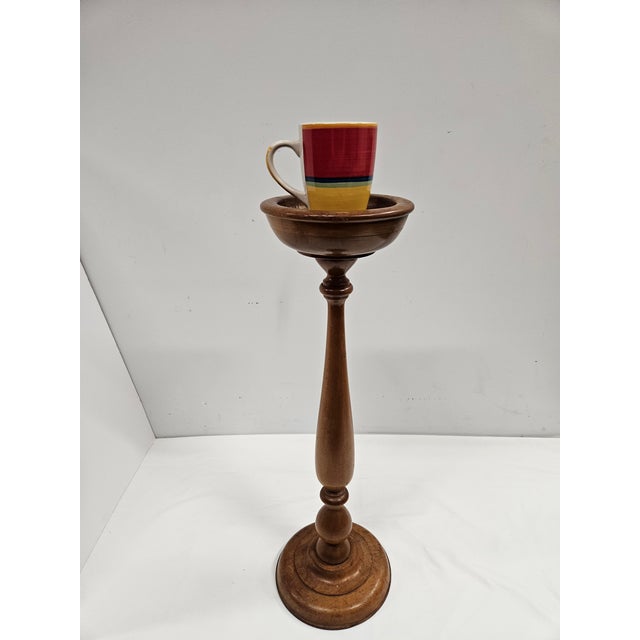 Antique Wooden Candle Stand or Pedestal Bowl For Sale - Image 9 of 12