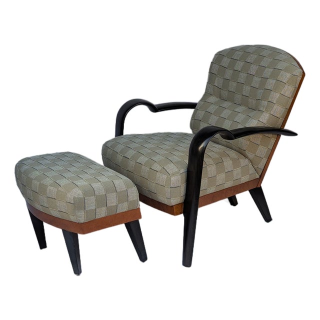 Postmodern Burl Wood Lounge Chair and Ottoman Attributed to Adam Tihany for Pace Collection, C. 1990, Italian For Sale