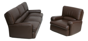 Set of French Three Seater Sofa and Armchair in Leather from Steiner, 1970