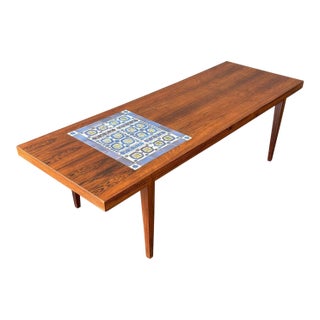 1950s Rosewood Coffee Table/Bench With Tile Inlay by Severin Hansen For Sale