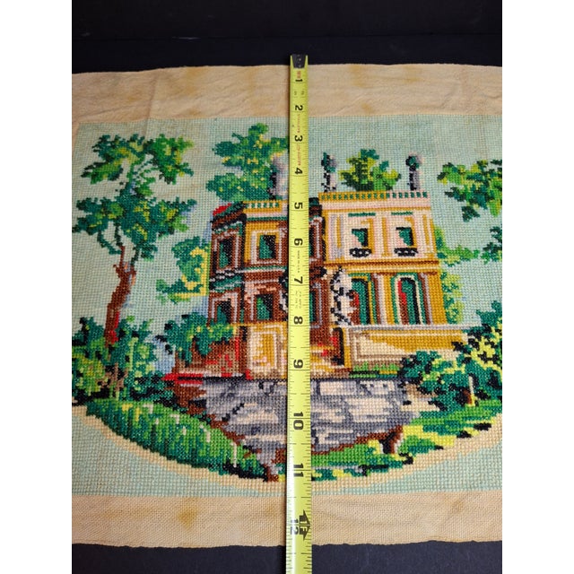 Vintage Mid Century Cross Stitch Needlepoint European Villa Estate Textile Art For Sale - Image 15 of 16