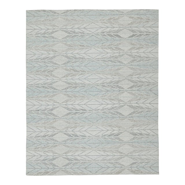 Rug & Kilim’s Scandinavian Outdoor Rug in Blue & Gray Geometric Pattern - 12'x18' For Sale