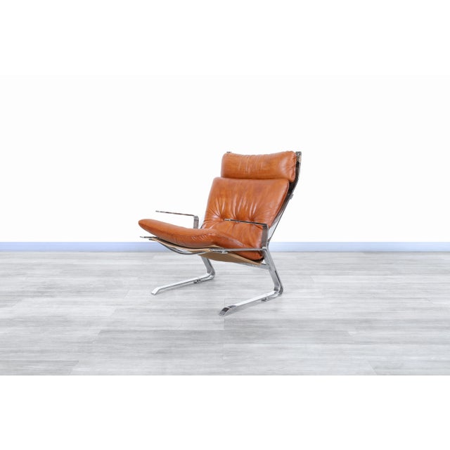 Metal Mid-Century Leather and Chrome Lounge Chairs by Elsa and Nordahl Solheim, 1970s For Sale - Image 7 of 13