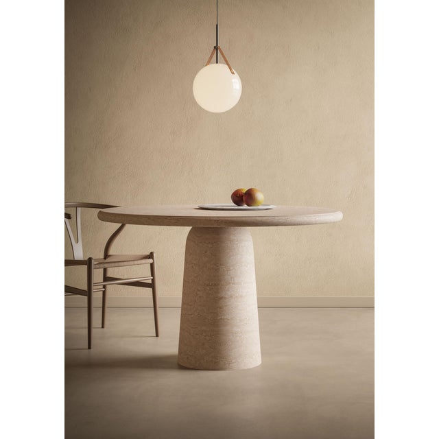 Dining Table in Travertine Size: ⌀ 120 x 74,5 cm. - 47.2 x 29.3 in. Commercial name: Nissa Dining Table in Travertine,...