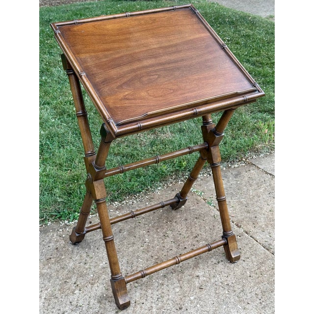 Vintage Faux Bamboo Style Wooden Lectern Library Book Display Stand For Sale - Image 11 of 11