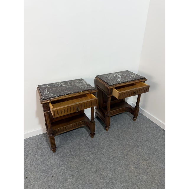 Vintage Italian Bedside Tables with Marble Top, 1940, Set of 2 For Sale - Image 4 of 18