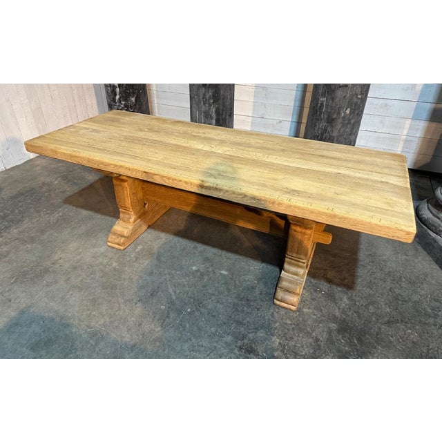 Bleached Oak Farmhouse Dining Table, 1925 For Sale - Image 14 of 15