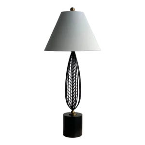 Vintage Monumental Black Enameled Steel Table Lamp Attributed to Laurel Lamp Co., Circa 1950s