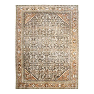 Antique Persian Sultanabad Wool 10x14 Orange, Taupe & Ivory Handmade Area Rug #1143026 For Sale