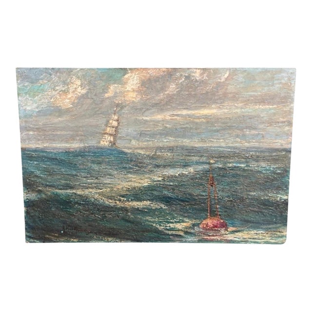 1960s Painting of Seascape With Sailing Ship For Sale