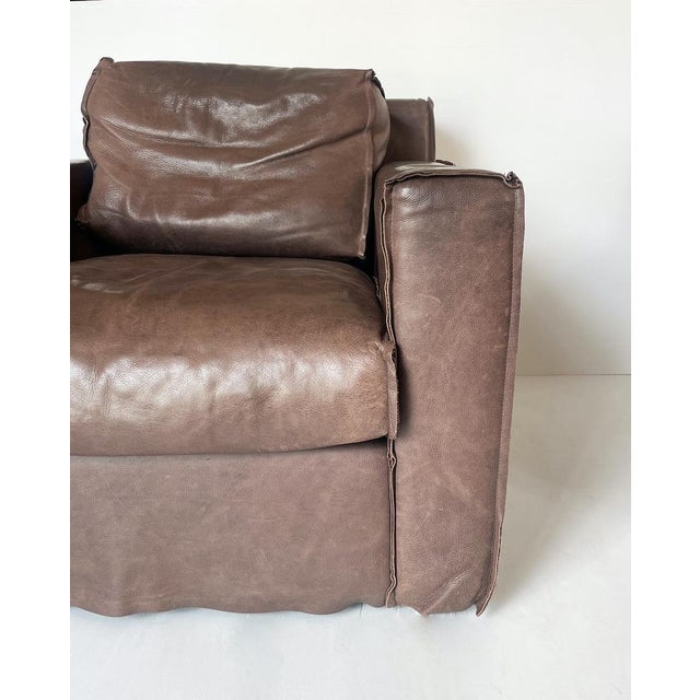 Wood Brown Leather Armchair, Italy, 2000s For Sale - Image 7 of 18