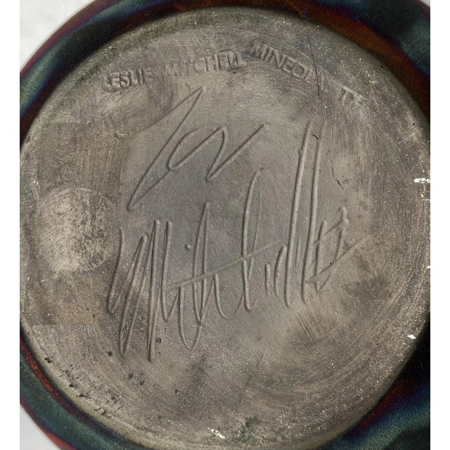 Contemporary Textured Flash Raku Vase by Leslie Mitchell For Sale In Houston - Image 6 of 13