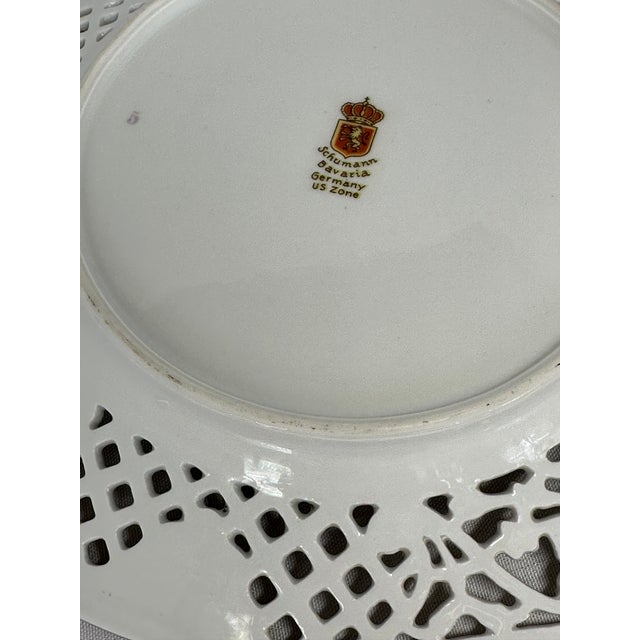 Vintage German Porcelain Yellow Quatrefoil Plate by Schumann Bavaria, Courting Couple Scene - 5 Available For Sale In Boston - Image 6 of 7