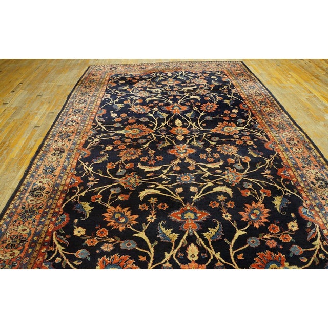 Traditional Beautiful Navy Blue and Red Color With Unique Florid Design Antique Sarouk Rug For Sale - Image 3 of 12