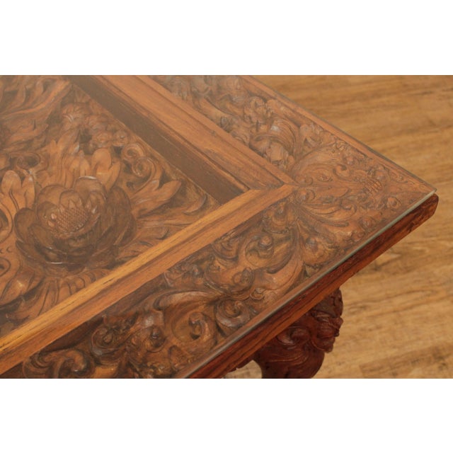 Vintage High Chinese Lotus Flower Coffee Table For Sale - Image 9 of 13